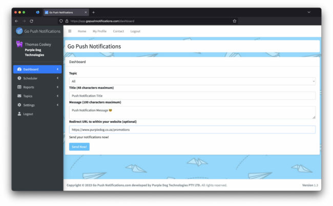 Go Push Notifications Portal